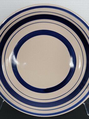 Dover & York Stoneware Dark Blue Striped Dinner Plate 10.5"